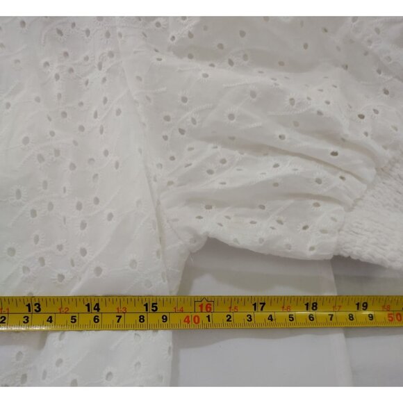 Nanette Lepore white cotton eyelet dress with short sleeves and ruffled hem (6) - Picture 7 of 8